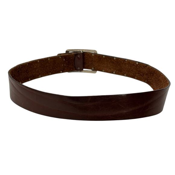 Rivet Metal Leather Belt Womens SZ 36 Brown Buckle Grunge Punk Rocker Cosplay main image 4